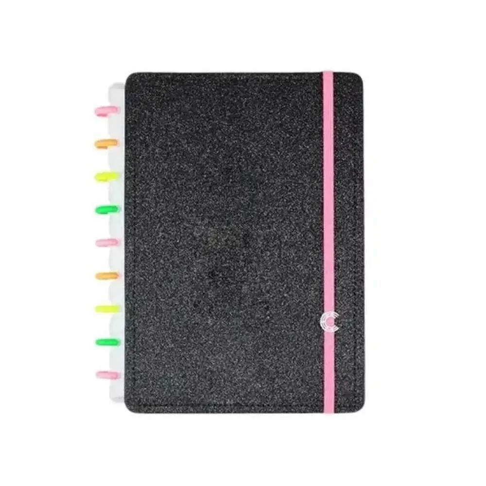 Caderno Inteligente Lets Glitter Neon Black Medio 80 Folhas
