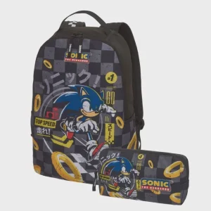 Kit Mochila Costas+ Estojo Sonic Top Speed Pacific