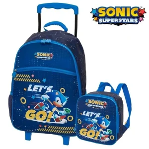 Kit Mochila De Rodinha Infantil Sonic Let’s Go +Lancheira