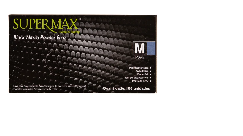 Luvas de Nitrilo Black para Procedimento Não Cirúrgico - Caixa com 100 Unidades - Kit com 10 caixas - Supermax - Image 3