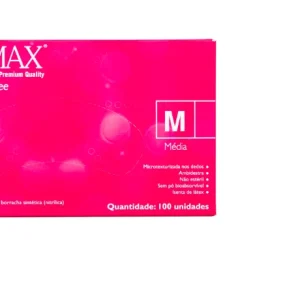 Luvas de Nitrilo Rosa para Procedimento Não Cirúrgico - Caixa com 100 Unidades - Kit com 10 caixas - Supermax