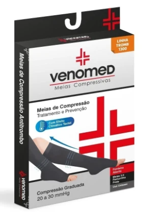 MEIAS COMPRESSÃO 20 a 30MMHG ABERTA EFEITO CLIMÁTICO 3/4 VENOMED TROMB1300 COR PRETO - MEDFORMA - Image 4