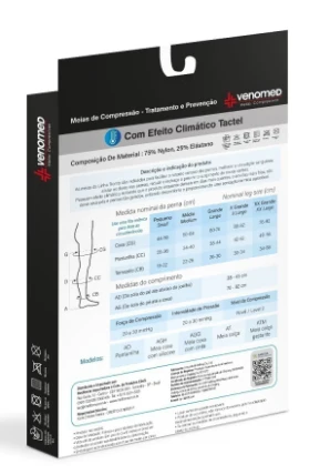 MEIAS COMPRESSÃO 20 a 30MMHG ABERTA EFEITO CLIMÁTICO 3/4 VENOMED TROMB1300 COR PRETO - MEDFORMA - Image 3