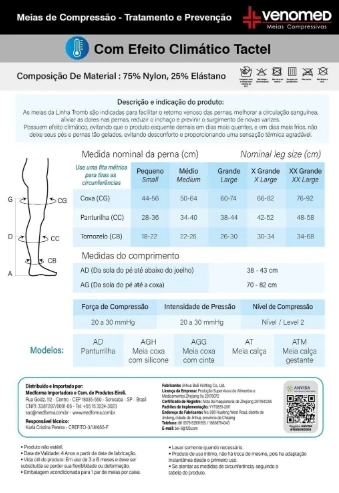 MEIAS COMPRESSÃO 20 a 30MMHG ABERTA EFEITO CLIMÁTICO 3/4 VENOMED TROMB1300 COR PRETO - MEDFORMA - Image 5