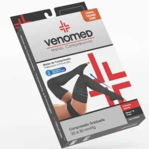 MEIAS COMPRESSÃO 20 a 30MMHG ABERTA EFEITO CLIMÁTICO 7/8 VENOMED TROMB2300 COR PRETA - MEDFORMA