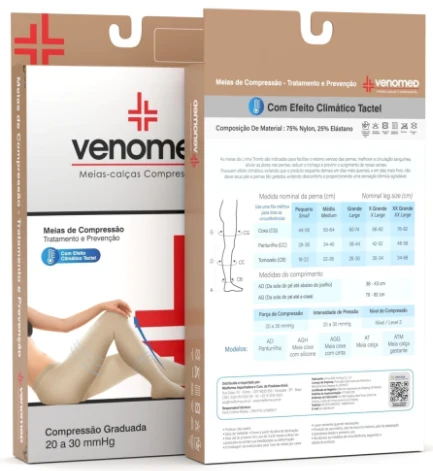 MEIAS COMPRESSÃO 20 a 30MMHG ABERTA EFEITO CLIMÁTICO MEIA-CALÇA VENOMED TROMB3100 COR BEGE - MEDFORMA - Image 5