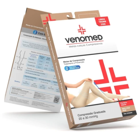 MEIAS COMPRESSÃO 20 a 30MMHG ABERTA EFEITO CLIMÁTICO MEIA-CALÇA VENOMED TROMB3100 COR BEGE - MEDFORMA - Image 4