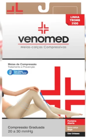 MEIAS COMPRESSÃO 20 a 30MMHG ABERTA EFEITO CLIMÁTICO MEIA-CALÇA VENOMED TROMB3100 COR BEGE - MEDFORMA - Image 2