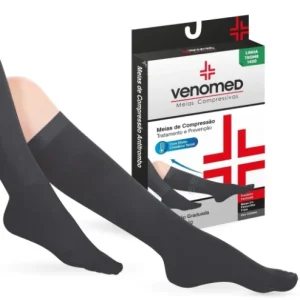 MEIAS COMPRESSÃO 20 a 30MMHG FECHADA EFEITO CLIMÁTICO 3/4 VENOMED TROMB1400 COR PRETO - MEDFORMA