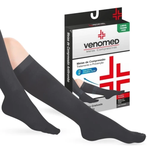 MEIAS COMPRESSÃO 20 a 30MMHG FECHADA EFEITO CLIMÁTICO 3/4 VENOMED TROMB1400 COR PRETO - MEDFORMA - Image 2
