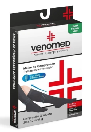 MEIAS COMPRESSÃO 20 a 30MMHG FECHADA EFEITO CLIMÁTICO 3/4 VENOMED TROMB1400 COR PRETO - MEDFORMA - Image 4