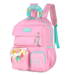 Mochila De Costas UP4YOU Bolinhas De Pompom Rosa Luxcel