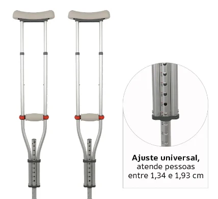 Par de Muletas Axilares de Alumínio com Regulagem de Altura D7 (2 unidades) - Dellamed - Image 6