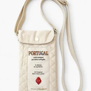 Bolsa Tiracolo para Telemóvel Acolchoada em Tecido Sustentável "PORTUGAL no coração" - Edição Limitada