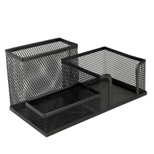 Porta Objeto Em Metal Mesh Aramado Preto Office Basics
