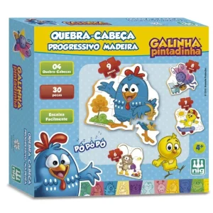 Quebra Cabeca Progressivo Galinha Pintadinha 30 Pecas Nig